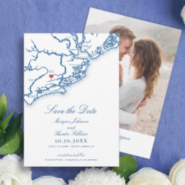 Johns Island SC Map Elegant Navy Blue Wedding Spara Datumet