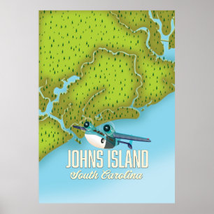 Johns Island, South Carolina USA karta. Poster