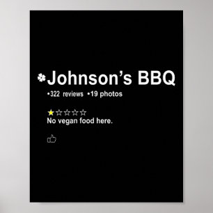 Johnson BBBQ No Vegan Food hit en stjärna bakifrån Poster