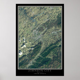 Johnson City Tennessee från Space Satellite Karta Poster