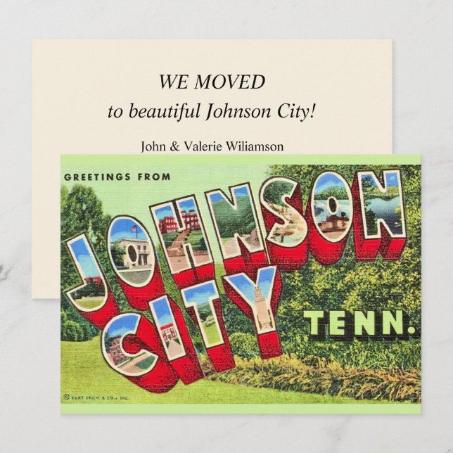 Johnson City TN Flytt Tillkännagivande (Fram/baksida)