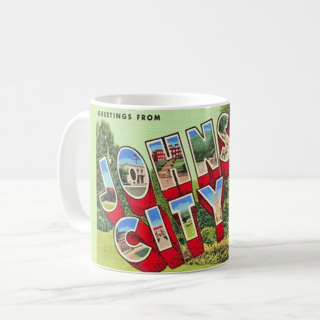 Johnson City TN Hälsningar Postkort Mugg (Framsida vänster)