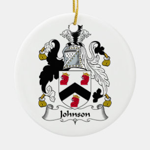 Johnson familjvapensköld julgransprydnad keramik