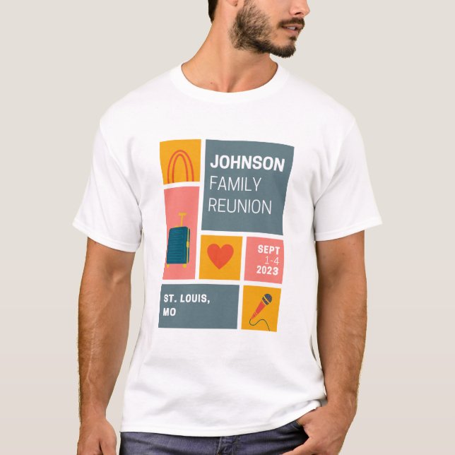 Johnson Family Reunion Block Design T Shirt (Framsida)