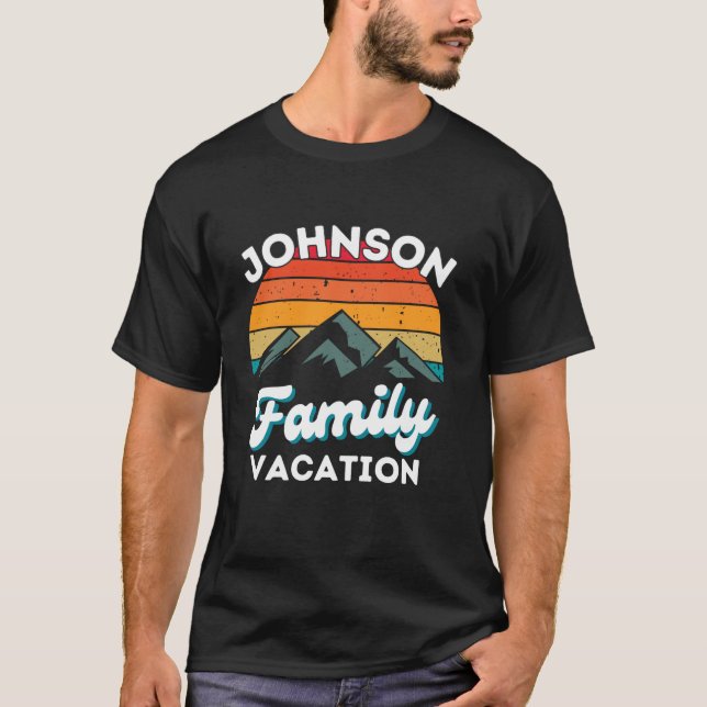 Johnson Family Vacation Mountain Retro Sunset Matc T Shirt (Framsida)
