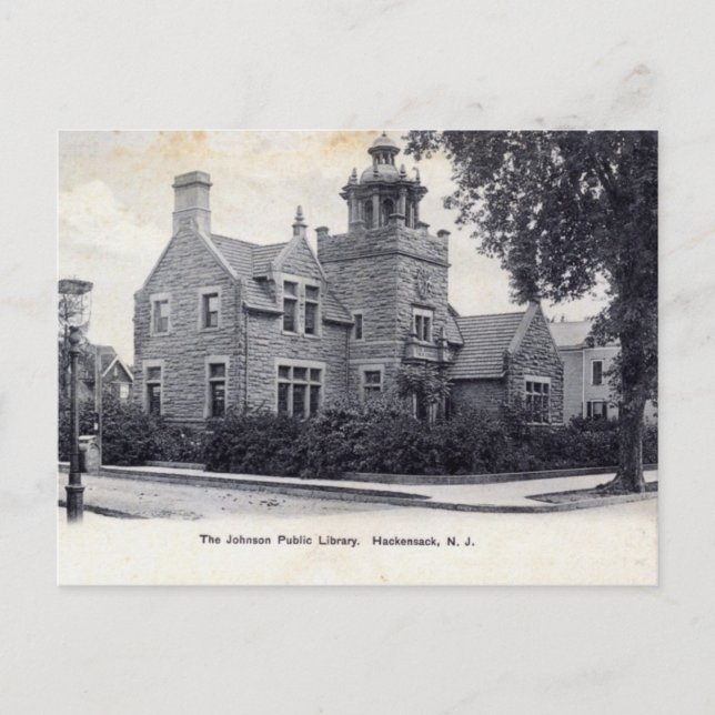 Johnson Library, Hackensack New Jersey Vintage Vykort (Framsida)