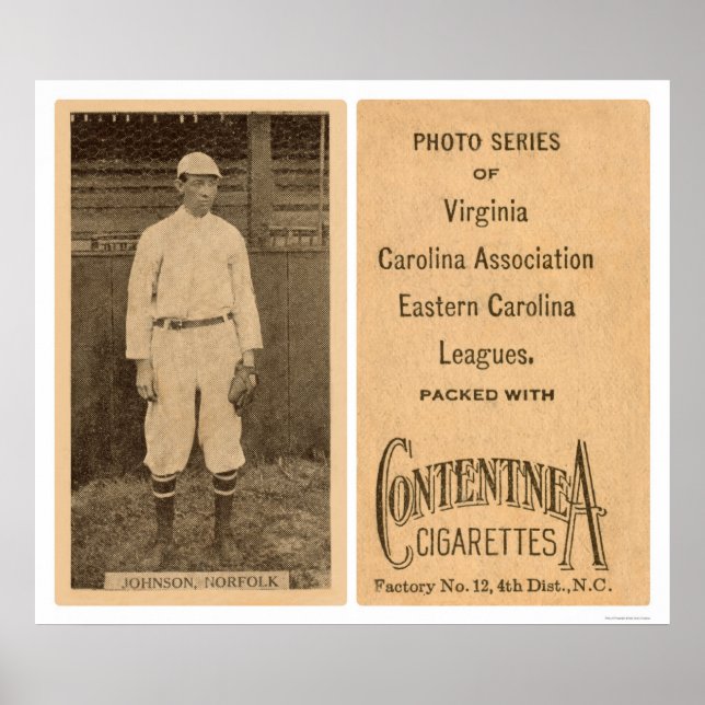 Johnson Norfolk Baseball 1910 Poster (Framsidan)