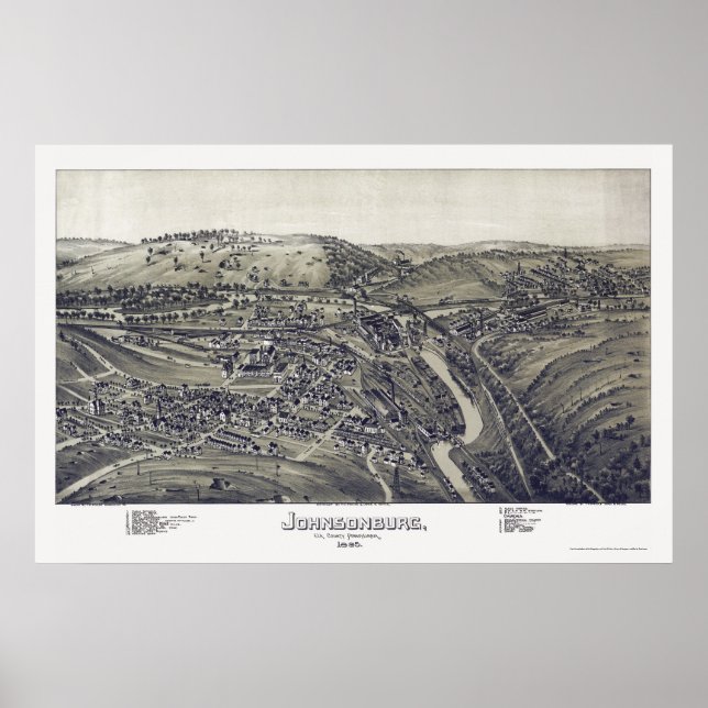 Johnsonburg, PA Panoramic Karta - 1895 Poster (Framsidan)
