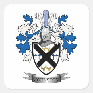Johnston Family Crest Jackar om Arm Fyrkantigt Klistermärke