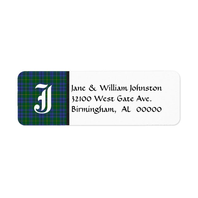 Johnston Tartan Play Monogram Adressetiketters Returadress Etikett (Framsidan)