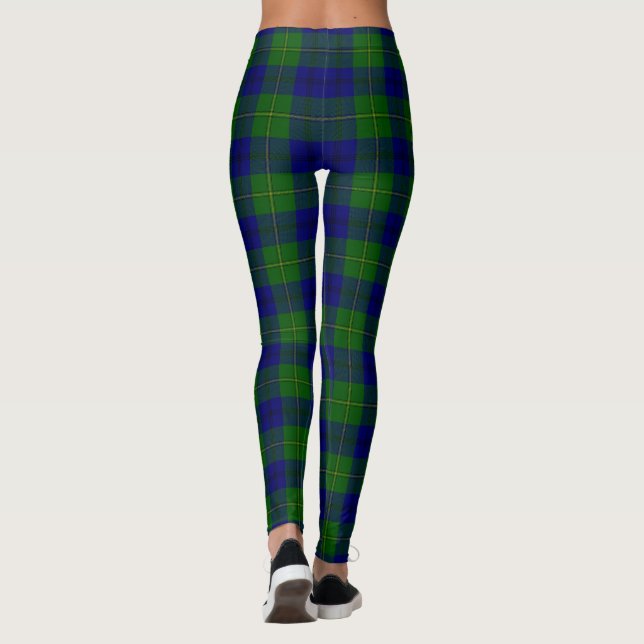 Johnstone tartan Blue grönt plaid Leggings (Baksida)