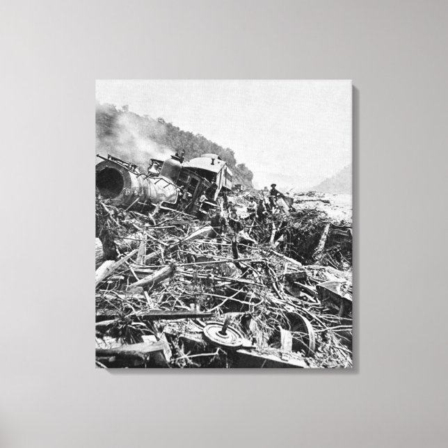 Johnstown Flood Tåg Wreck Vintage 1889 Canvastryck (Framsida)