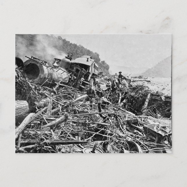 Johnstown Flood Tåg Wreck Vintage 1889 Vykort (Framsida)