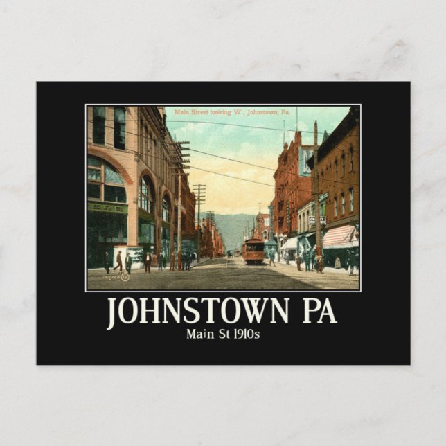 Johnstown PA Main St 1910s Vykort (Framsida)