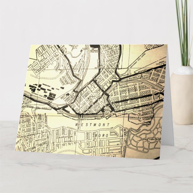 Johnstown, PA Vintage Karta Kort (Framsida)