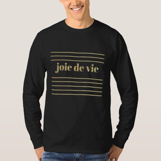 Joie De Vie Guld Glitter Retro Rand T Shirt (Framsida)