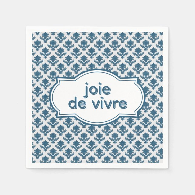 Joie De Vivre Elegant French Tapestry Blue White Pappersservett (Framsidan)