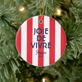 Joie De Vivre Frankrike Red Cabana Rand Fransk Julgransprydnad Keramik