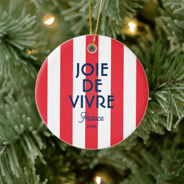 Joie De Vivre Frankrike Red Cabana Rand Fransk Julgransprydnad Keramik (Träd)