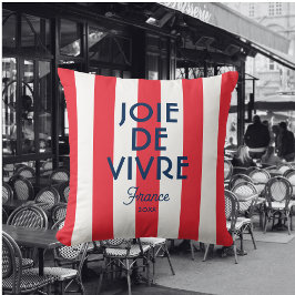 Joie De Vivre Frankrike Red Cabana Rand Fransk Kudde