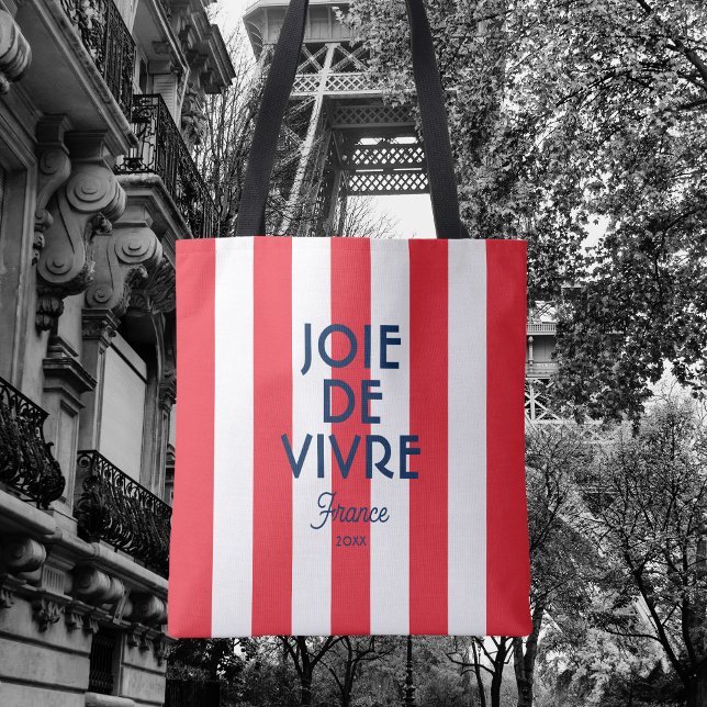 Joie De Vivre Frankrike Red Cabana Rand Fransk Tygkasse (Skapare uppladdad)