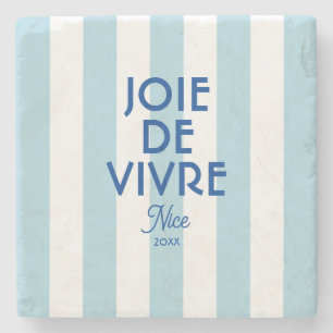 Joie De Vivre Nice Blue Cabana Rand Fransk Stenunderlägg