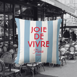 Joie De Vivre Paris Fransk Blue Cabana Rand Kudde