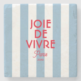 Joie De Vivre Paris Fransk Blue Cabana Rand Stenunderlägg