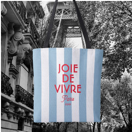 Joie De Vivre Paris Fransk Blue Cabana Rand Tygkasse
