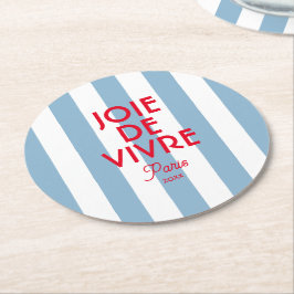 Joie De Vivre Paris Fransk Blue Cabana Rand Underlägg Papper Rund