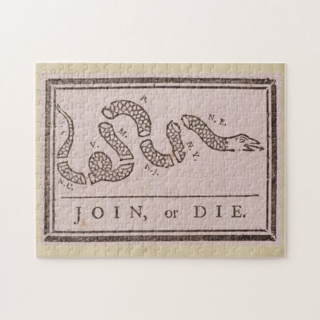 Join or Die by Benjamin Franklin Pussel (Horisontell)