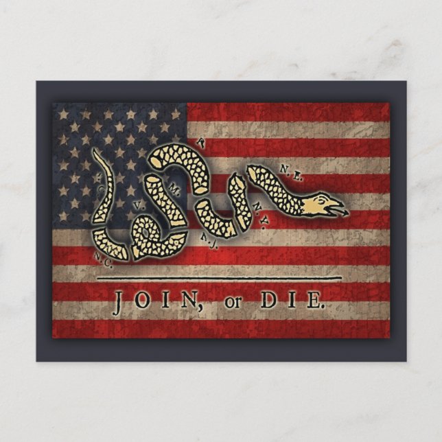 Join, Or Die -Flagga Vykort (Framsida)