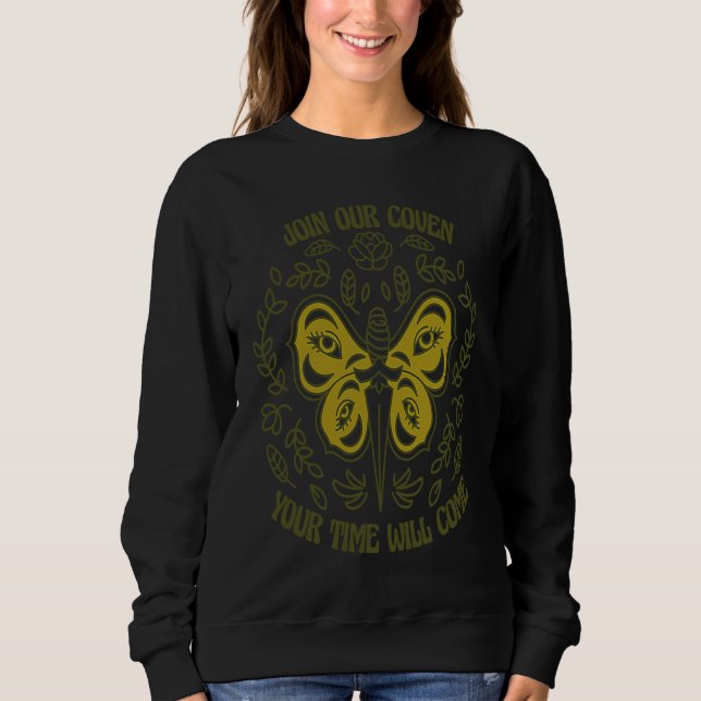 Join Our Coven Wiccan Wicca Pagan Witch Retro Moth T Shirt (Framsida)