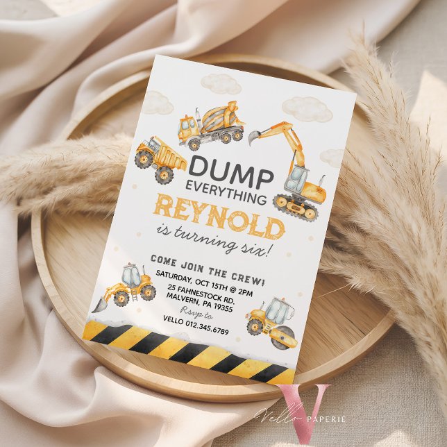 Join the Crew Dump Trucks Construction Birthday Inbjudningar (Skapare uppladdad)