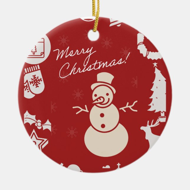 "Join Us for a Holly Jolly Christmas Party!"  Julgransprydnad Keramik (Framsidan)