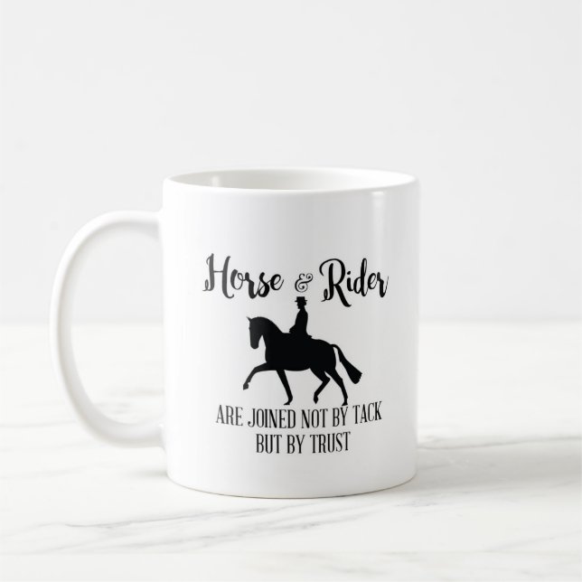 Joined not by tack but trust, horse coffee Mug Kaffemugg (Vänster)