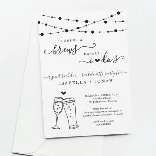Joint Bachelor & Bachelorette Party Bubbles & Brew Inbjudningar
