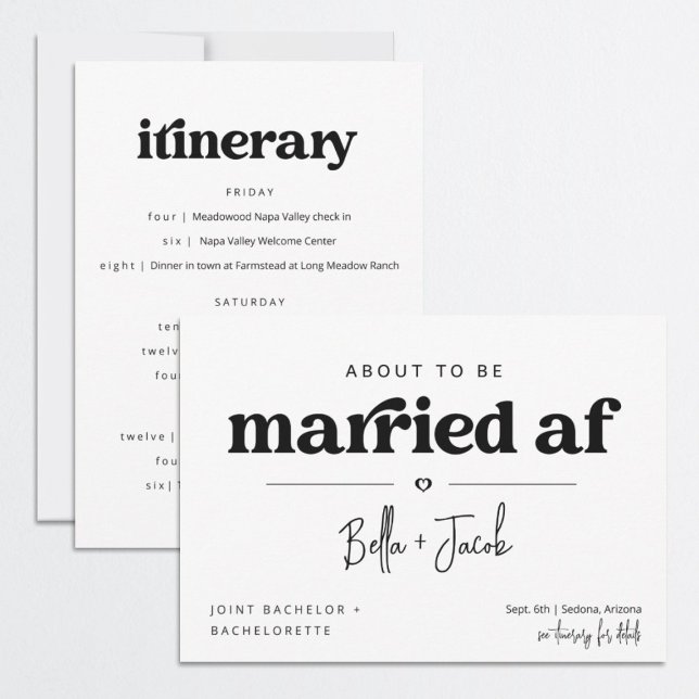 Joint Bachelor & Bachelorette Party Itinerary Inbjudningar (Skapare uppladdad)