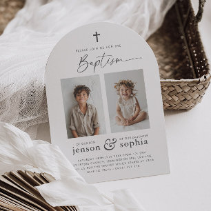 Joint Baptism 2 Photo Arch-inbjudan Inbjudningar