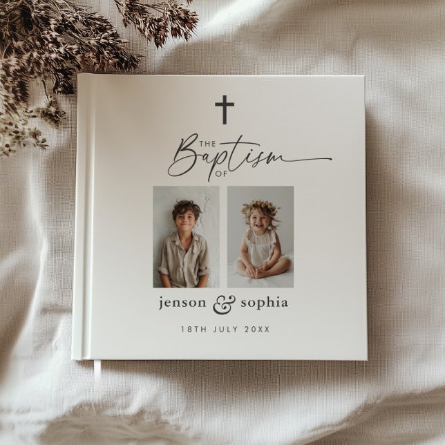 Joint Baptism 2 Photo Gästböcker (Zazzle Joint Baptism 2 Photo Guest Book
)