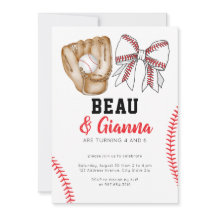 Joint Combined Födelsedagsfest inbjudan Boy Girl