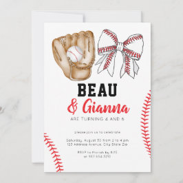 Joint Combined Födelsedagsfest inbjudan Boy Girl