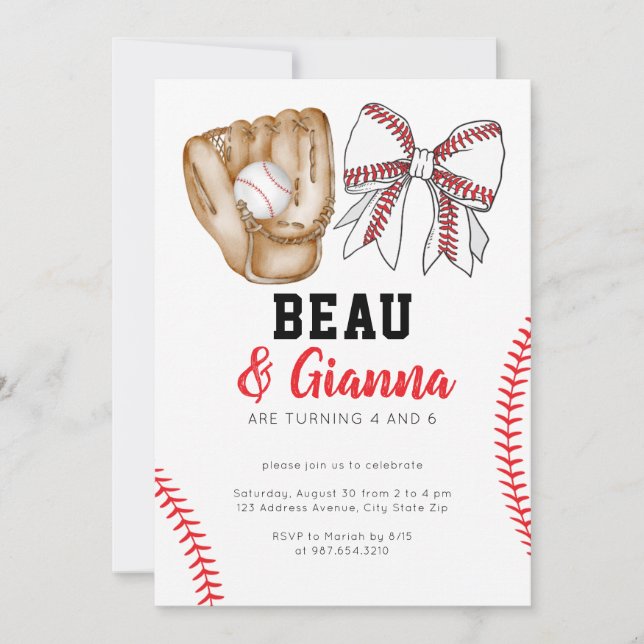 Joint Combined Födelsedagsfest inbjudan Boy Girl (Framsida)