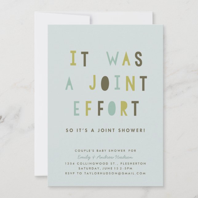 Joint Effort Couple's Baby Shower-inbjudan Inbjudningar (Framsida)