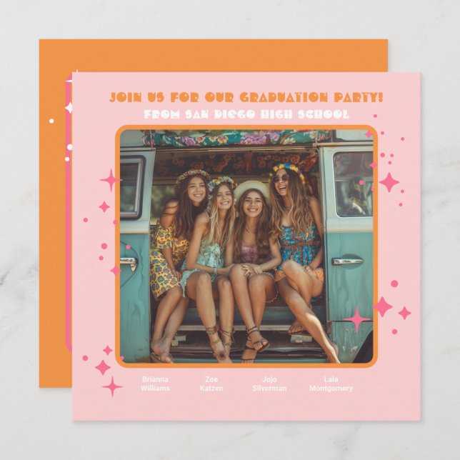 Joint Hippie Photo Studentfest 4 person Inbjudningar (Fram/baksida)