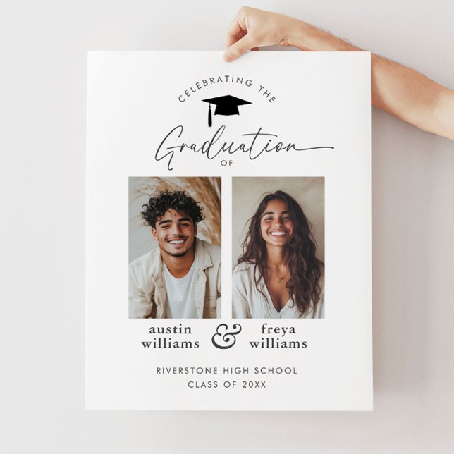 Joint Studentfest 2 Photo Welcome Poster (Zazzle Joint Graduation Party 2 Photo Welcome Poster)