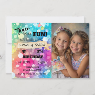 Joint Syskon Combined Birthday Photo Boy Girl Inbjudningar
