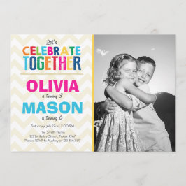 Joint twin födelsedagsfest inbjudan