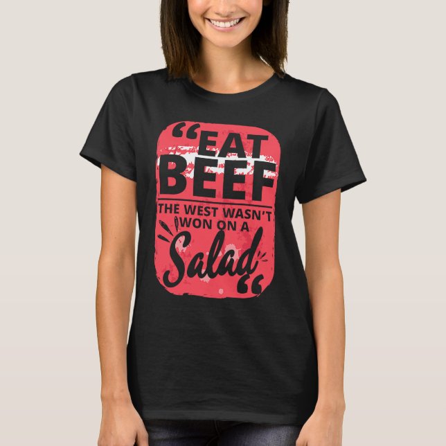 Jokackor av hummer från Eat Beef Väster Salad Kött T Shirt (Framsida)