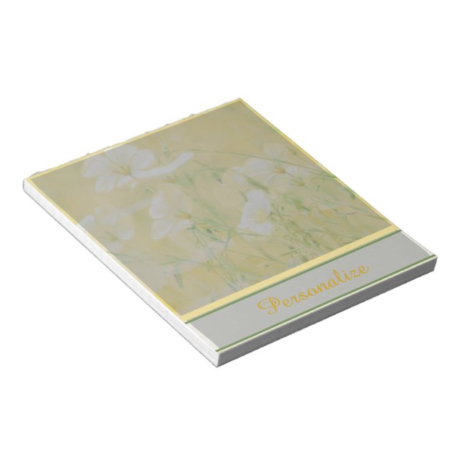 Jokblommor med personlig Gult Anteckningsblock (Vinklad)